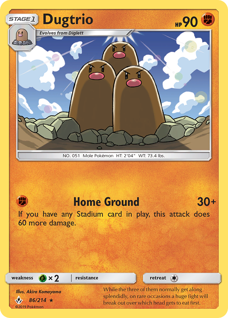 Dugtrio (86/214) [Sun & Moon: Unbroken Bonds] | Dumpster Cat Games