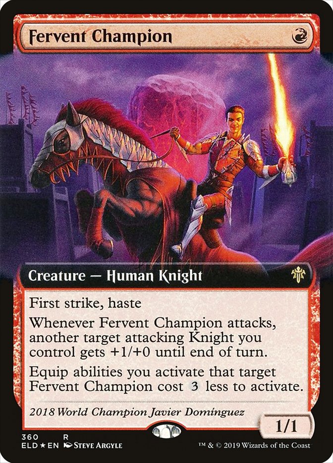 Fervent Champion (Extended Art) [Throne of Eldraine] | Dumpster Cat Games