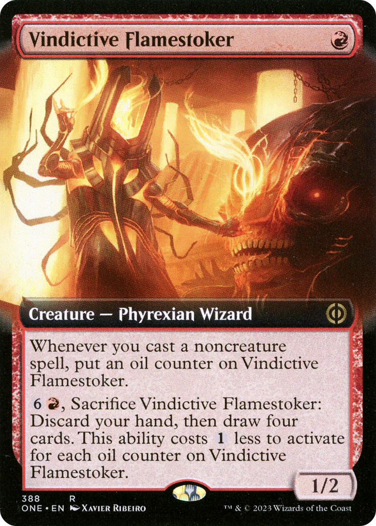 Vindictive Flamestoker (Extended Art) [Phyrexia: All Will Be One] | Dumpster Cat Games