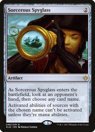 Sorcerous Spyglass [Ixalan Promos] | Dumpster Cat Games