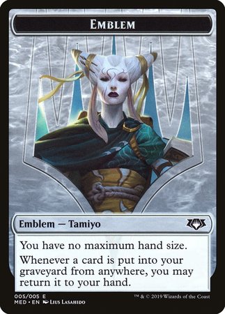 Emblem - Tamiyo, the Moon Sage [Mythic Edition Tokens] | Dumpster Cat Games