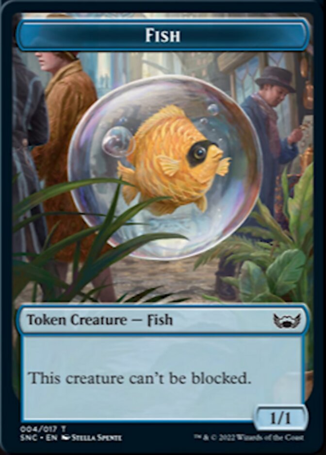 Fish // Angel Double-sided Token [Streets of New Capenna Tokens] | Dumpster Cat Games