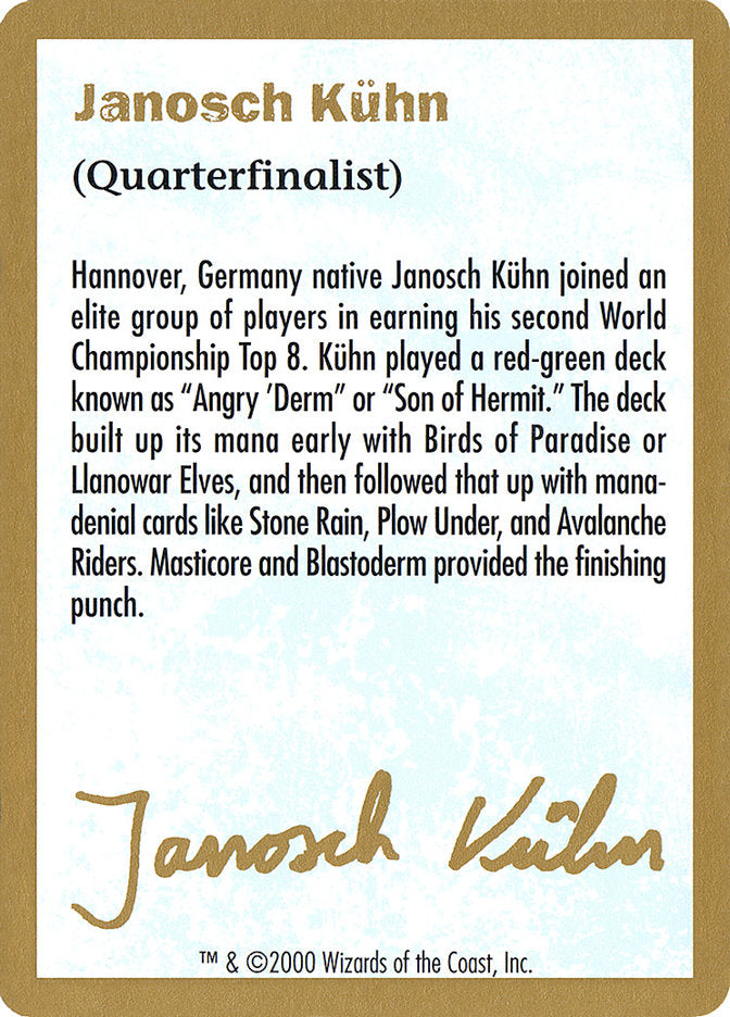 Janosch Kühn Bio (2000) [World Championship Decks 2000] | Dumpster Cat Games