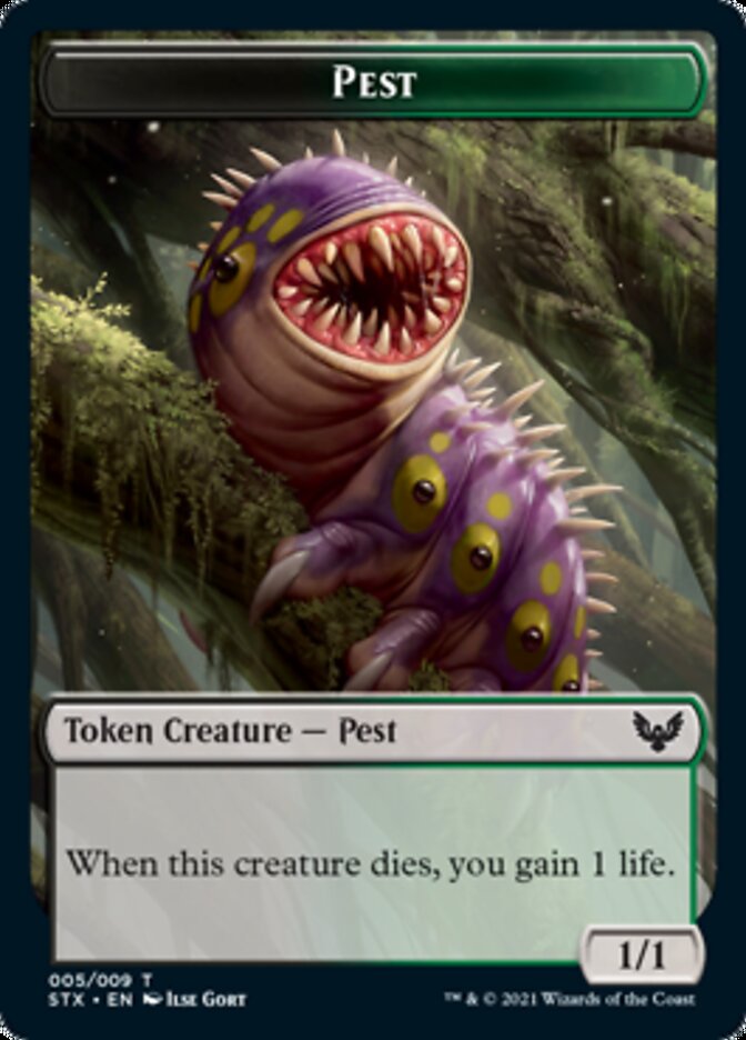 Pest Token [Strixhaven: School of Mages Tokens] | Dumpster Cat Games