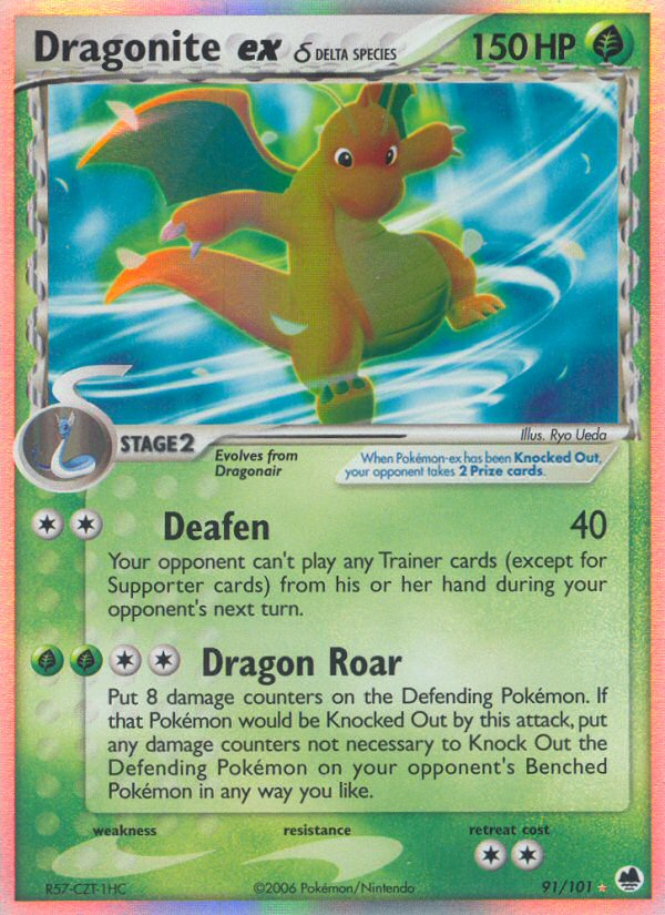 Dragonite ex (91/101) (Delta Species) [EX: Dragon Frontiers] | Dumpster Cat Games