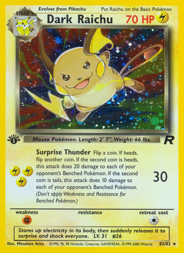 Dark Raichu (83/82) [Team Rocket 1st Edition] | Dumpster Cat Games