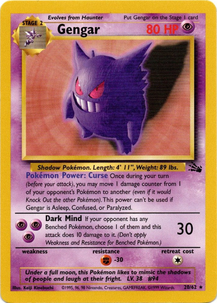 Gengar (20/62) [Fossil Unlimited] | Dumpster Cat Games