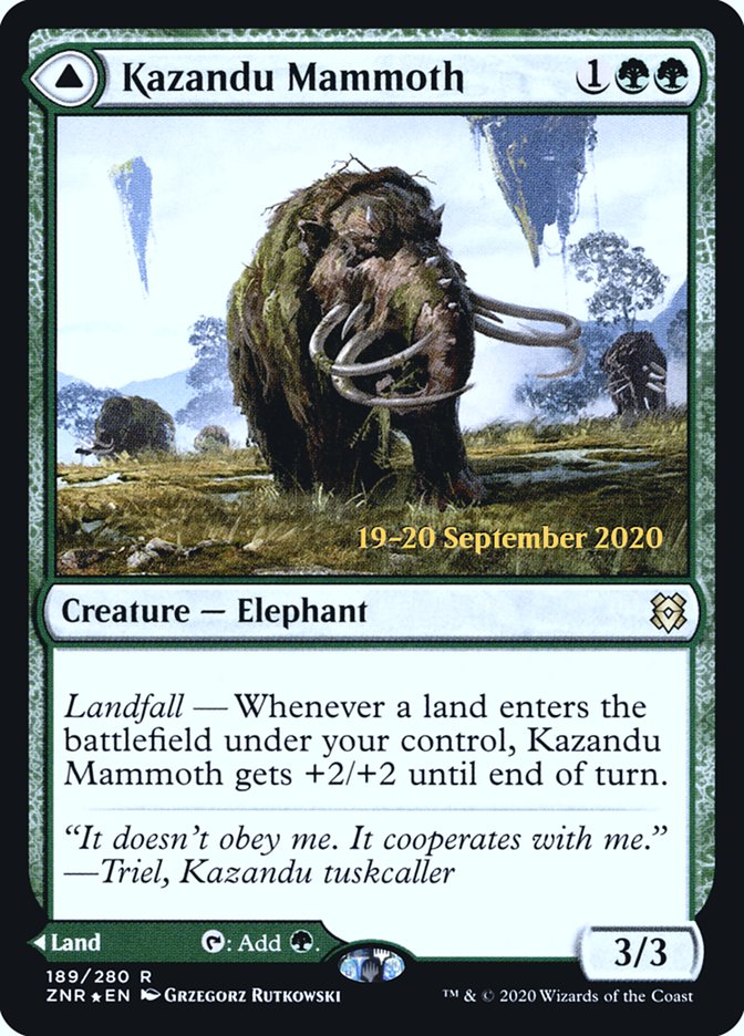 Kazandu Mammoth // Kazandu Valley  [Zendikar Rising Prerelease Promos] | Dumpster Cat Games