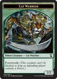 Cat Warrior // Elemental Double-sided Token [Commander 2018 Tokens] | Dumpster Cat Games