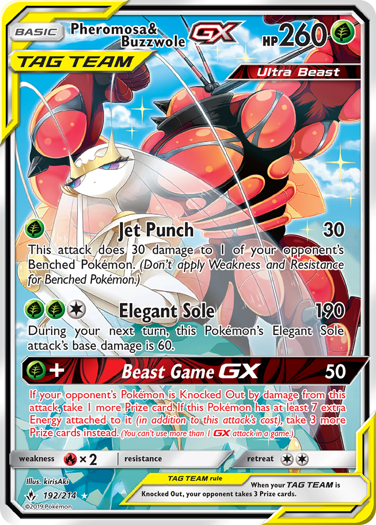 Pheromosa & Buzzwole GX (192/214) [Sun & Moon: Unbroken Bonds] | Dumpster Cat Games