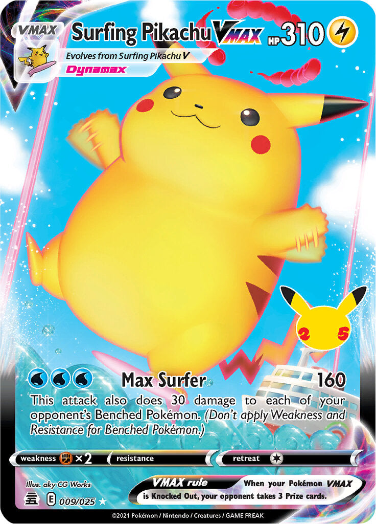 Surfing Pikachu VMAX (009/025) [Celebrations: 25th Anniversary] | Dumpster Cat Games