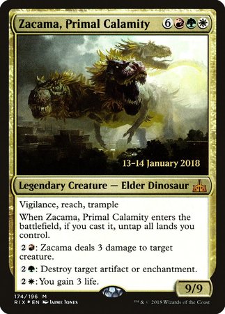 Zacama, Primal Calamity [Rivals of Ixalan Promos] | Dumpster Cat Games