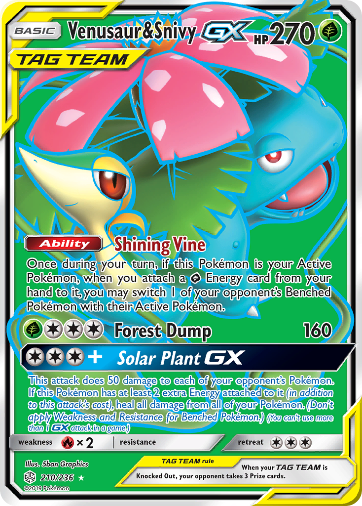 Venusaur & Snivy GX (210/236) [Sun & Moon: Cosmic Eclipse] | Dumpster Cat Games