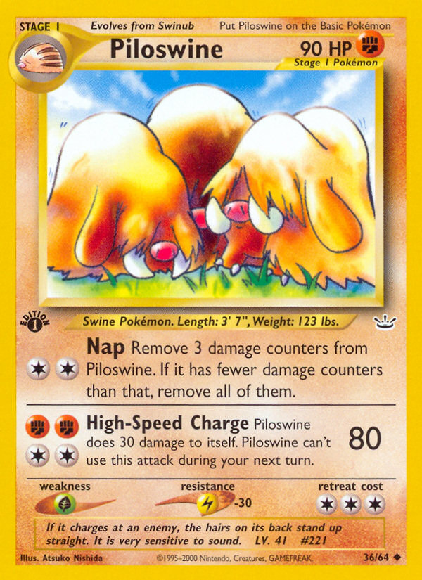 Piloswine (36/64) [Neo Revelation 1st Edition] | Dumpster Cat Games