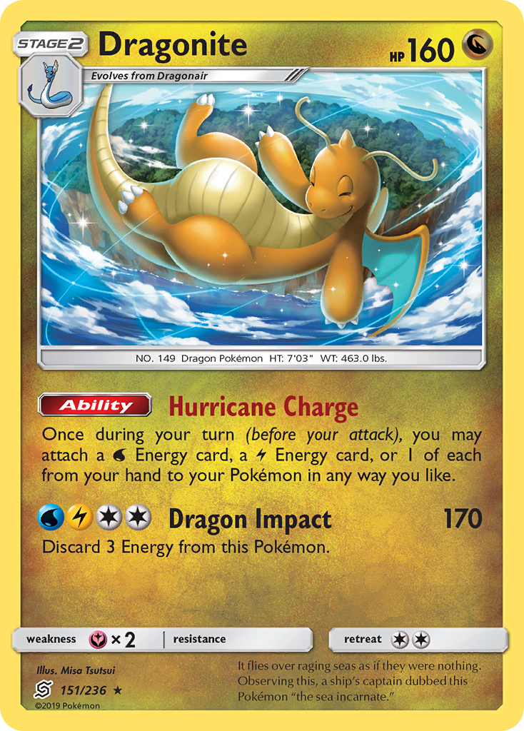 Dragonite (151/236) (Cosmos Holo) [Sun & Moon: Unified Minds] | Dumpster Cat Games