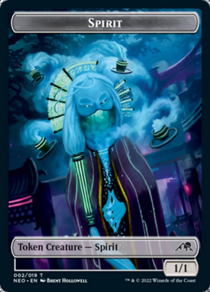 Spirit (002) // Tezzeret, Betrayer of Flesh Emblem Double-sided Token [Kamigawa: Neon Dynasty Tokens] | Dumpster Cat Games