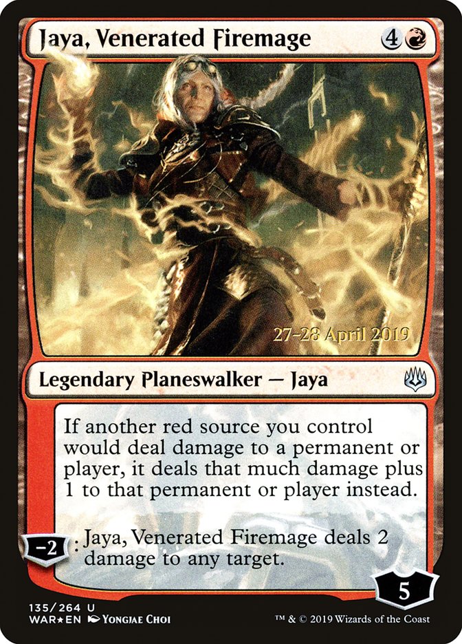 Jaya, Venerated Firemage  [War of the Spark Prerelease Promos] | Dumpster Cat Games