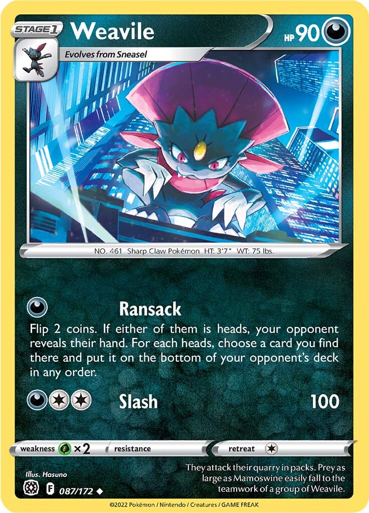 Weavile (087/172) [Sword & Shield: Brilliant Stars] | Dumpster Cat Games