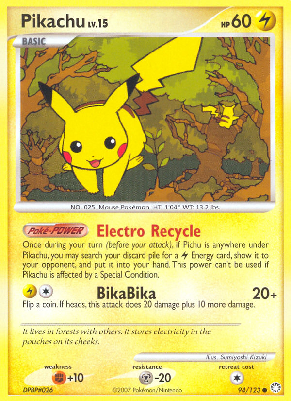 Pikachu (94/123) [Diamond & Pearl: Mysterious Treasures] | Dumpster Cat Games