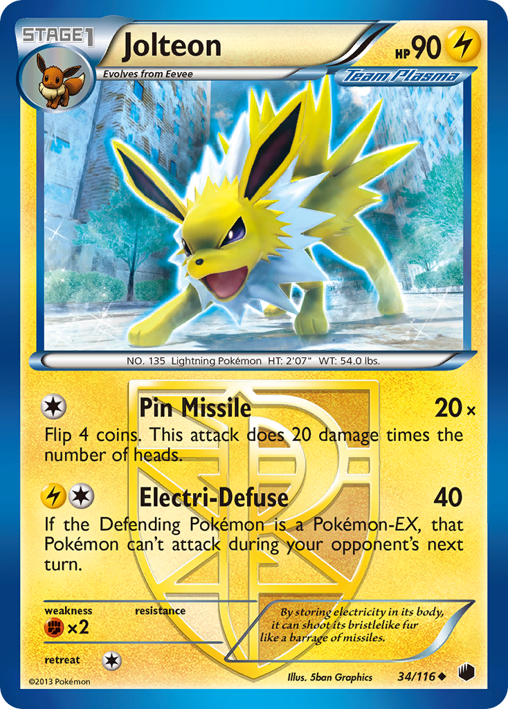 Jolteon (34/116) [Black & White: Plasma Freeze] | Dumpster Cat Games