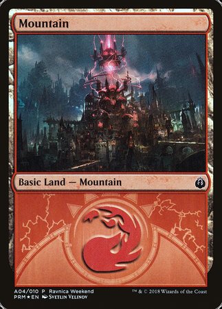 Mountain - Izzet (A04) [GRN Ravnica Weekend] | Dumpster Cat Games