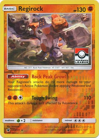 Regirock (53/111) (League Promo) [Sun & Moon: Crimson Invasion] | Dumpster Cat Games