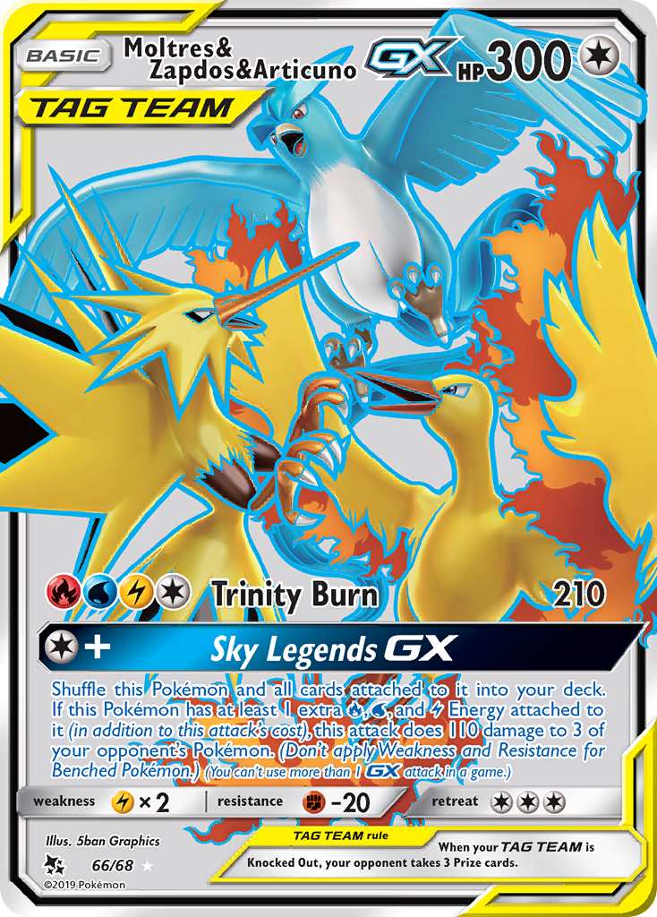 Moltres & Zapdos & Articuno GX (66/68) [Sun & Moon: Hidden Fates] | Dumpster Cat Games