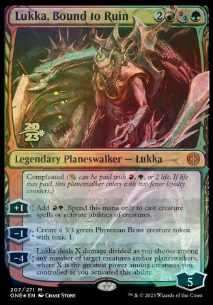 Lukka, Bound to Ruin [Phyrexia: All Will Be One Prerelease Promos] | Dumpster Cat Games