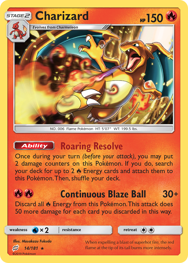 Charizard (14/181) (Cosmos Holo) [Sun & Moon: Team Up] | Dumpster Cat Games