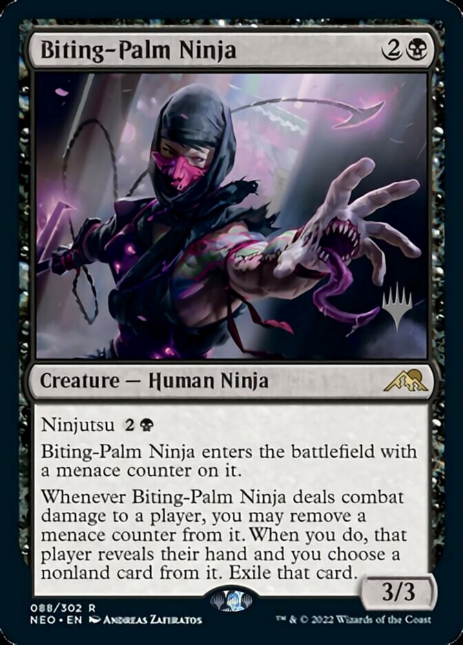 Biting-Palm Ninja (Promo Pack) [Kamigawa: Neon Dynasty Promos] | Dumpster Cat Games