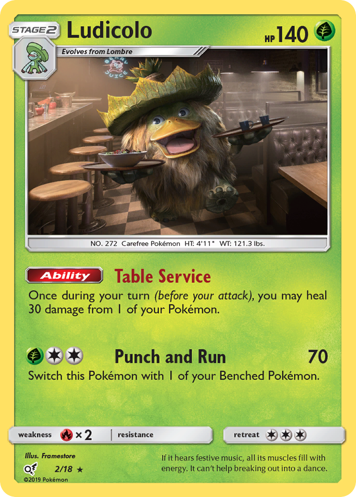 Ludicolo (2/18) [Sun & Moon: Detective Pikachu] | Dumpster Cat Games