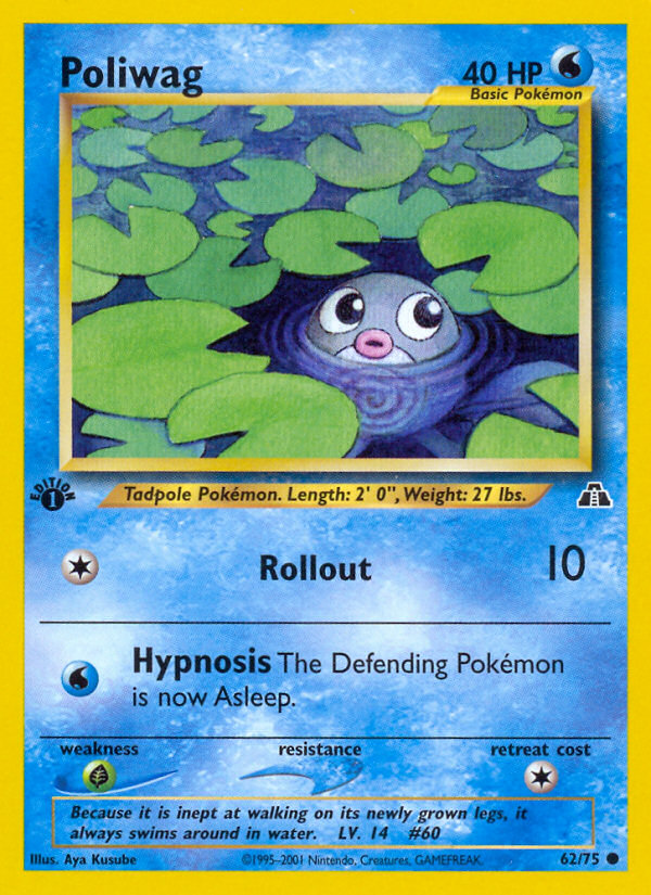 Poliwag (62/75) [Neo Discovery 1st Edition] | Dumpster Cat Games