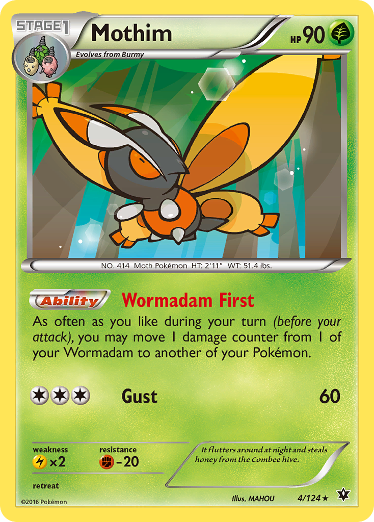 Mothim (4/124) [XY: Fates Collide] | Dumpster Cat Games