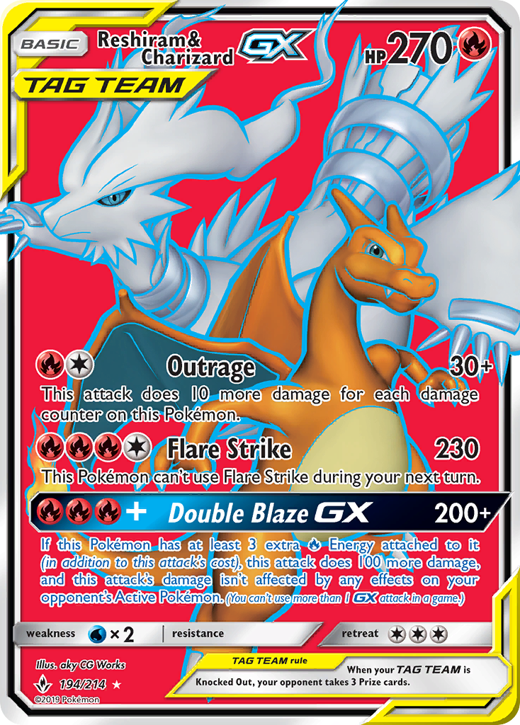 Reshiram & Charizard GX (194/214) [Sun & Moon: Unbroken Bonds] | Dumpster Cat Games