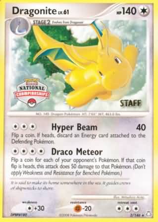 Dragonite (2/146) (National Championship Staff) [Diamond & Pearl: Legends Awakened] | Dumpster Cat Games