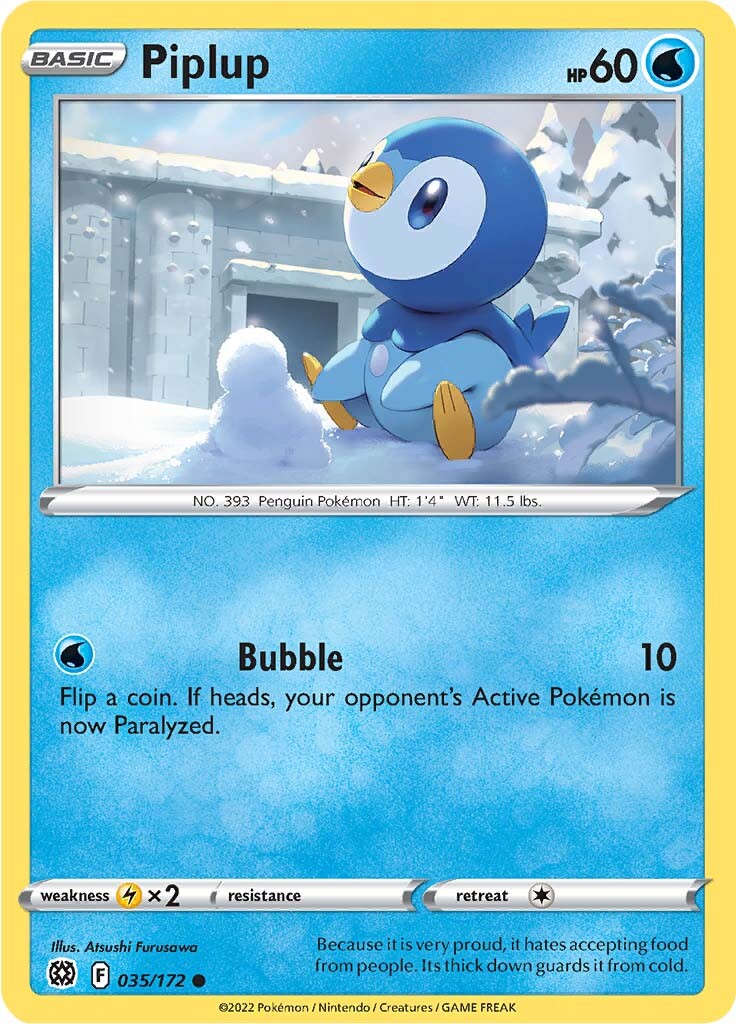 Piplup (035/172) [Sword & Shield: Brilliant Stars] | Dumpster Cat Games