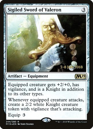 Sigiled Sword of Valeron [Core Set 2019 Promos] | Dumpster Cat Games