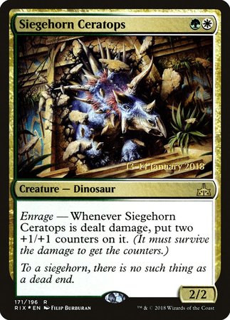 Siegehorn Ceratops [Rivals of Ixalan Promos] | Dumpster Cat Games