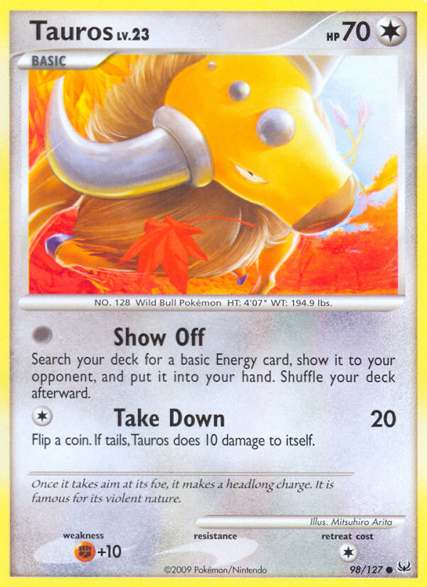 Tauros (98/127) [Platinum: Base Set] | Dumpster Cat Games