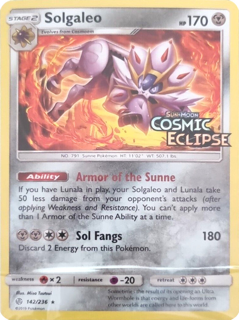 Solgaleo (142/236) (Cosmic Eclipse Stamped) [Sun & Moon: Cosmic Eclipse] | Dumpster Cat Games