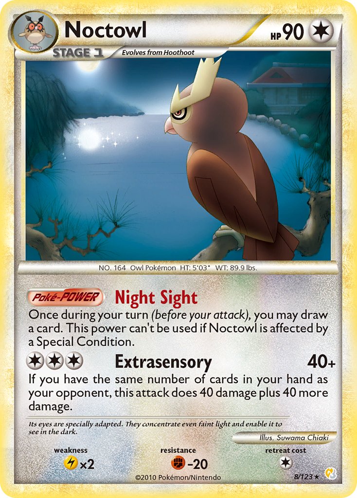 Noctowl (8/123) (Theme Deck Exclusive) [HeartGold & SoulSilver: Base Set] | Dumpster Cat Games