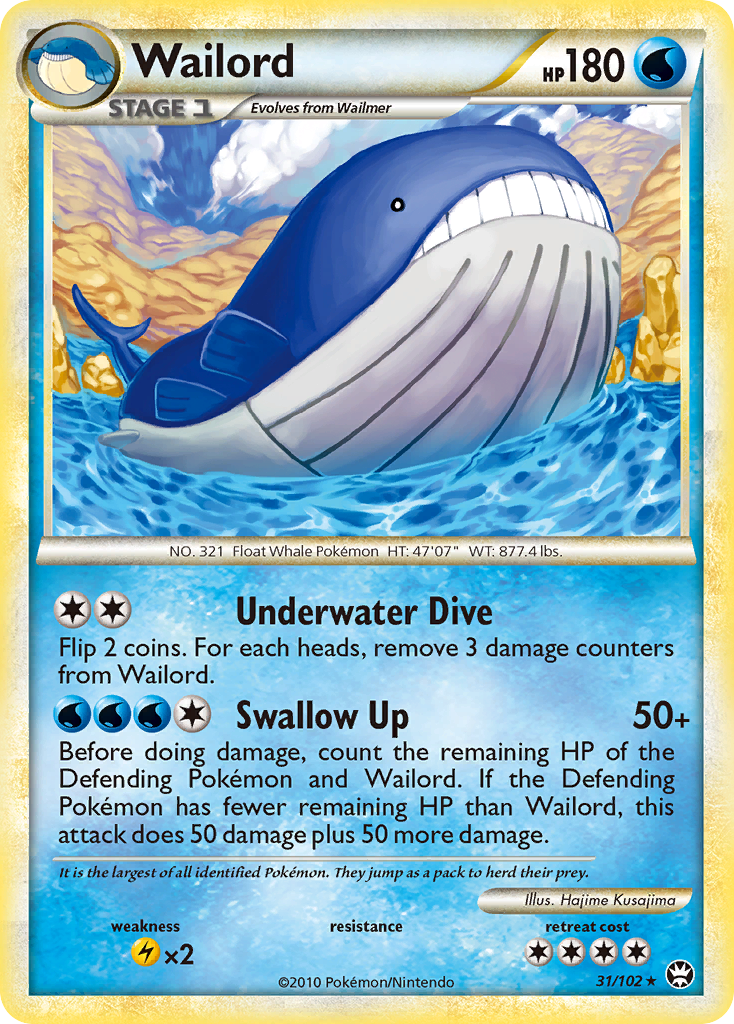 Wailord (31/102) [HeartGold & SoulSilver: Triumphant] | Dumpster Cat Games