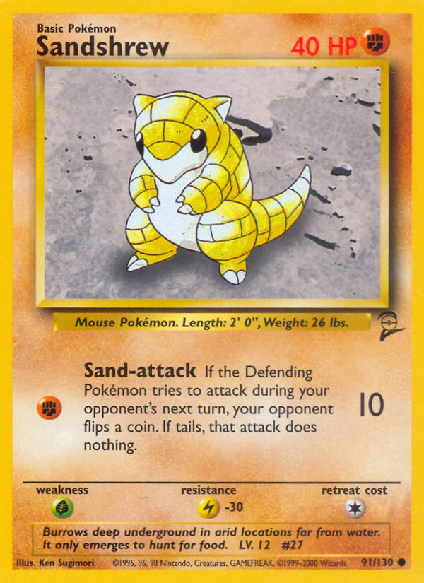 Sandshrew (91/130) [Base Set 2] | Dumpster Cat Games