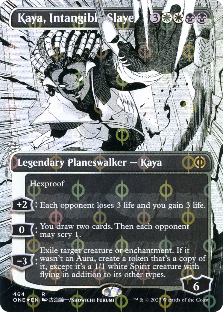 Kaya, Intangible Slayer (Borderless Manga Step-and-Compleat Foil) [Phyrexia: All Will Be One] | Dumpster Cat Games