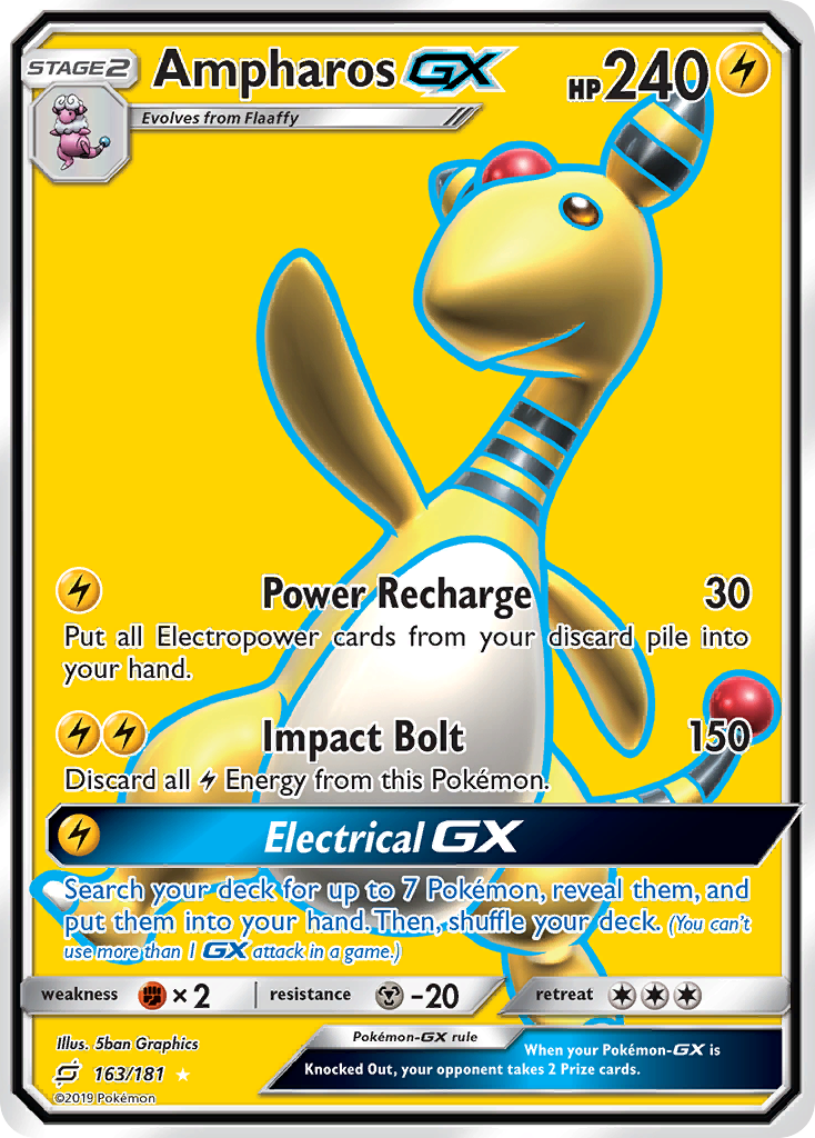 Ampharos GX (163/181) [Sun & Moon: Team Up] | Dumpster Cat Games