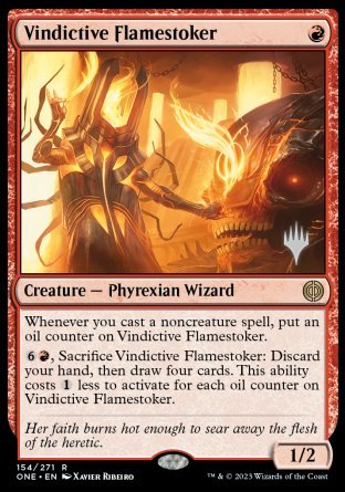 Vindictive Flamestoker (Promo Pack) [Phyrexia: All Will Be One Promos] | Dumpster Cat Games