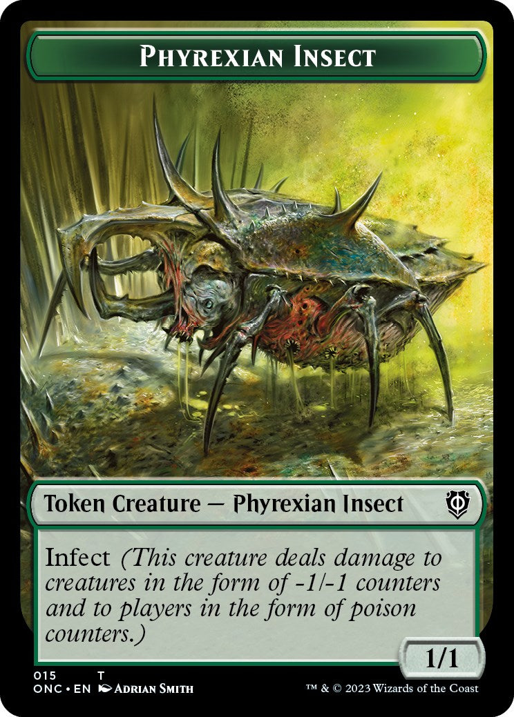 Phyrexian Mite // Phyrexian Insect Double-Sided Token [Phyrexia: All Will Be One Commander Tokens] | Dumpster Cat Games