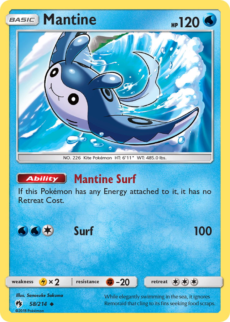 Mantine (58/214) [Sun & Moon: Lost Thunder] | Dumpster Cat Games