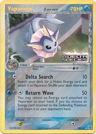 Vaporeon (18/113) (Delta Species) (Stamped) [EX: Delta Species] | Dumpster Cat Games