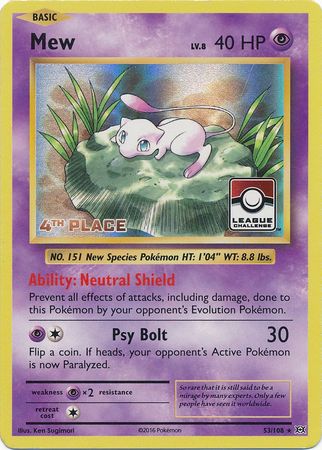 Mew (53/108) (League Promo 4th Place) [XY: Evolutions] | Dumpster Cat Games